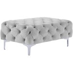 Vente - unique - pouf chesterfield en velours gris clair edwina