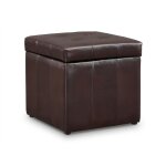 Vente - unique - pouf coffre de rangement serafino en simili - marron