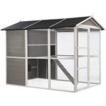 Poulailler en bois avec enclos - 10 poules - l. 266 x p. 174 x h. 205 cm - blanc et gris - feras