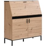 Vente - unique - secrétaire avec 2 portes - mdf - naturel et noir - maleda Vente - unique - secrétaire avec 2 portes - mdf - naturel et noir - maleda
