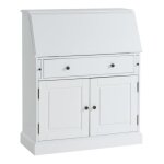 Vente - unique - secrétaire en pin et mdf - coloris : blanc - cleore Vente - unique - secrétaire en pin et mdf - coloris : blanc - cleore
