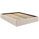Sommier coffre 140 x 190 cm en velours - beige - sethi de ysmée Sommier coffre 140 x 190 cm en velours - beige - sethi de ysmée