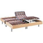 Vente - unique - sommier �lectrique de relaxation d�co 2x65 plots - 2 x 80 x 200 cm - ch�ne naturel - ...