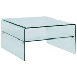 Vente - unique - table basse carre stileos - double plateau - verre tremp