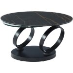 Vente - unique - table basse avec plateaux pivotants en c�ramique, verre tremp� et m�tal - effet marbre ...