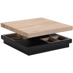 Vente - unique - table basse - plateau pivotant - mdf laqu� noir et naturel - fausto