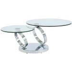 Vente - unique - table basse avec plateaux pivotants - verre tremp� et m�tal - joline de maison c�phy ...
