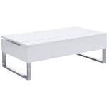 Vente - unique - table basse avec plateau relevable en mdf et mtal chrom - blanc laqu - secali