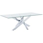 Vente - unique - table basse en verre tremp� et m�tal chrom� - transparent - cosima