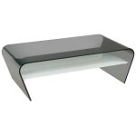 Vente - unique - table basse - verre tremp noir - tablette blanche laque - kelly