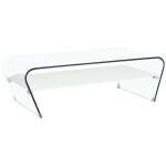 Vente - unique - table basse - verre tremp - tablette blanche laque - kelly