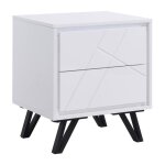 Vente - unique - table de chevet 2 tiroirs - avec leds - mdf - blanc laqué - saliano Vente - unique - table de chevet 2 tiroirs - avec leds - mdf - blanc laqué - saliano