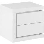 Table de chevet côté gauche avec 2 tiroirs - avec leds - blanc laqué - flarancia Table de chevet côté gauche avec 2 tiroirs - avec leds - blanc laqué - flarancia
