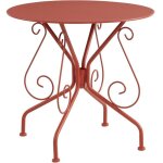 Table de jardin d. 80 cm en m�tal fa�on fer forg� - terracotta - guermantes de mylia