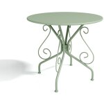 Table de jardin d. 80 cm en m�tal fa�on fer forg� - vert amande - guermantes de mylia
