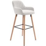 Vente - unique - tabouret de bar en tissu et pieds bois de h�tre - cr�me - eleana