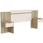 Vente - unique - t�te de lit extensible avec chevets - 140 / 160 cm - coloris : naturel et ivoire - parati ...