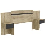 Vente - unique - t�te de lit extensible avec chevets - 140 / 160 cm - coloris : naturel et noir - parati ...