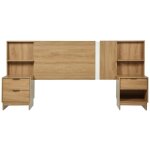 Vente - unique - tte de lit extensible avec chevets - 140 / 160 cm - coloris : naturel - novoli