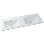 Vente - unique ? vasque � encastrer blanche en c�ramique 122 x 46, 5 cm ? finition brillante ? compatible ...