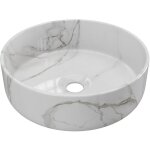 Vente - unique - vasque à poser ronde blanche effet marbre en céramique - 36 cm - viamarba Vente - unique - vasque à poser ronde blanche effet marbre en céramique - 36 cm - viamarba