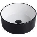 Vente - unique - vasque � poser ronde en c�ramique - bicolore noir et blanc - 36 cm - kanelle ii