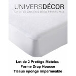 Lot de 2 prot�ges matelas imperm�able, absorbant et anti - acariens 180 x 200 cm king size
