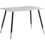 Urban meuble table de salle  manger rectangulaire imitation marbre pieds noir et dor 110x70