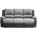 Usinestreet - relaxxo - canap relaxation 3 places microfibre et simili leo - gris et noir