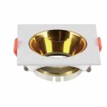 Support de spot encastr led carr v - tac gu10 corps blanc rflecteur dor