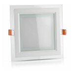 V - tac - spot led encastrable extra - plat avec vitre en verre 18w carr blanc avec transfo vt - 1881g ...