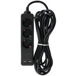 Adaptateurs et prises 3 voies rallonge usb ip20 noir câble de 5 m Adaptateurs et prises 3 voies rallonge usb ip20 noir câble de 5 m