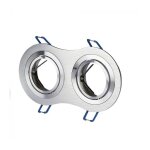 V - tac - support de spot encastr double led rond 2 x gu10 en aluminium bross rglable