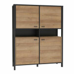 Vaisselier 121 cm 4 portes 2 niches dcor bois de chne et noir - mode