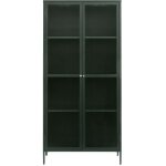 Vaisselier 2 portes en verre sti et mtal h190cm - vert fonc - bjorn