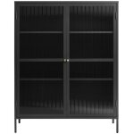 Vaisselier 2 portes en verre strié et métal h140cm - noir - bjorn Vaisselier 2 portes en verre strié et métal h140cm - noir - bjorn