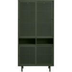 Vaisselier 4 portes, 2 niches en m�tal h180cm - vert olive - kiso