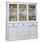 Beaux meubles pas chers ? vaisselier blanc en pin massif 6 portes coulissantes ? 3 tiroirs ? dimensions ...