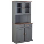 Vaisselier / vitrine en pin massif fonc et gris - l. 90 x h. 191 x p. 45 cm pegane