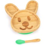Vaisselle pour enfants assiette en bambou, cuillre 250 ml et ventouse 18 x 18 cm