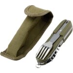 Vaisselle pliante en acier inoxydable pour camping en plein air - outil multifonction 7 - en - 1, amovible ...