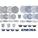 Vaisselle en porcelaine bleue armonia ? lot de 12 assiettes ? �maillage haute r�sistance ? design �l�gant ...