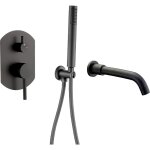 Valaz - mitigeur baignoire � encastrer avec douchette ceilo noir mat