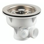 Bonde �vier mat�riaux �pais, diam�tre 90 mm, plateau et panier inox