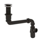 Valentin - ensemble complet universel pour lavabo avec siphon d�port�, tubulure et bonde, noire