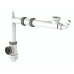 Vidage �vier 1 bac, tubulure gain de place, avec siphon et prise machine � laver