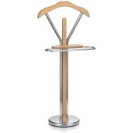 Valet gregor, en m�tal chrom� et mdf couleur h�tre