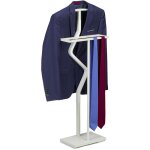 Valet de chambre, mdf et acier, porte - vêtements, hxlxp : 107x47, 5x20 cm, chemises, pantalons, blanc ... Valet de chambre, mdf et acier, porte - vêtements, hxlxp : 107x47, 5x20 cm, chemises, pantalons, blanc ...