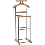 Idimex ? valet de chambre en m�tal noir et mdf vintage ? double portant avec tablette vide - poche ? ...