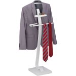 Valet de chambre, avec tablette, cintre et barre � v�tements, hlp : 112x46x32 cm, blanc / argent� - relaxdays ...